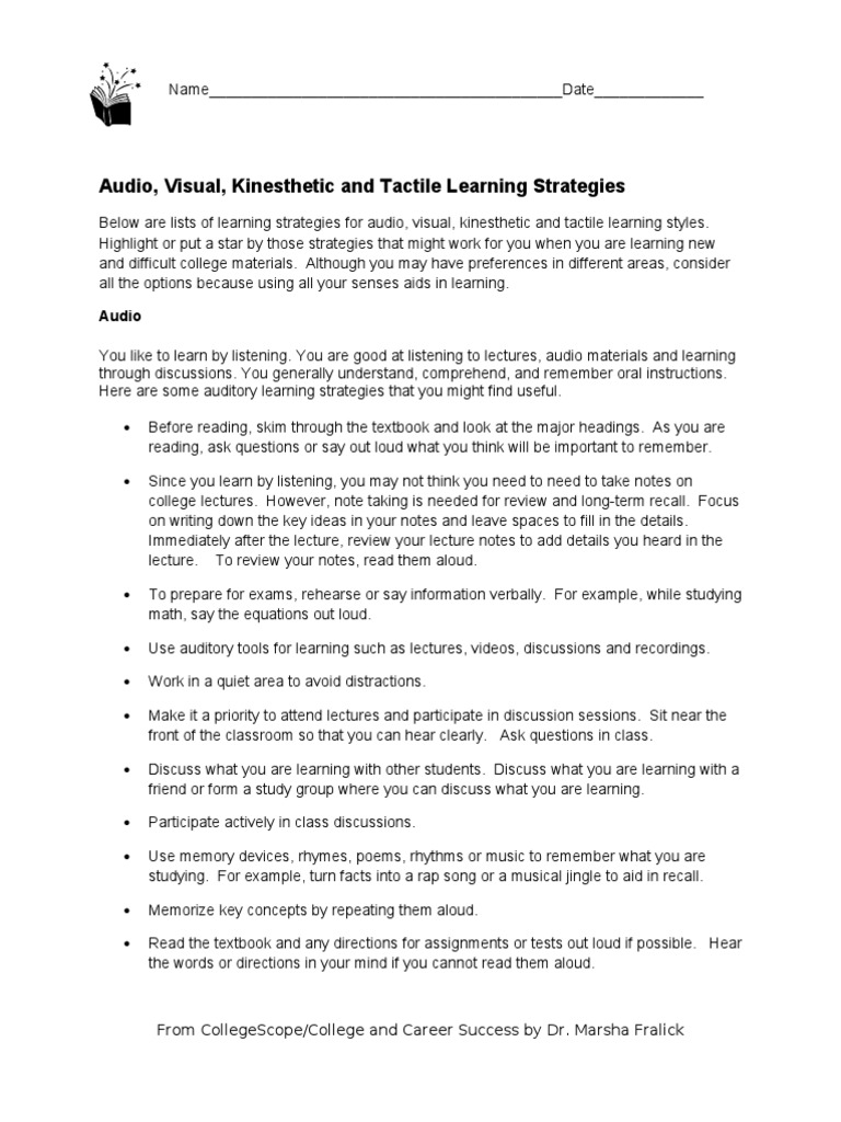 Learning Style Strategies | PDF