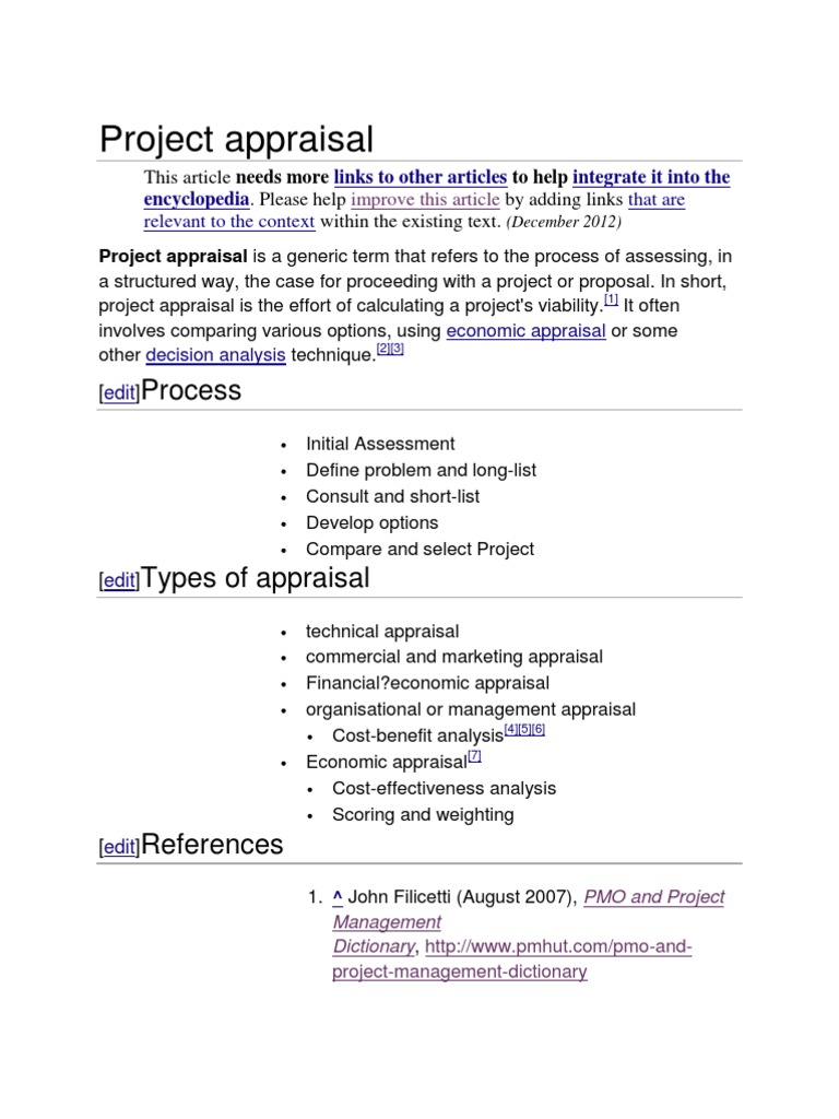 Project Appraisal | PDF