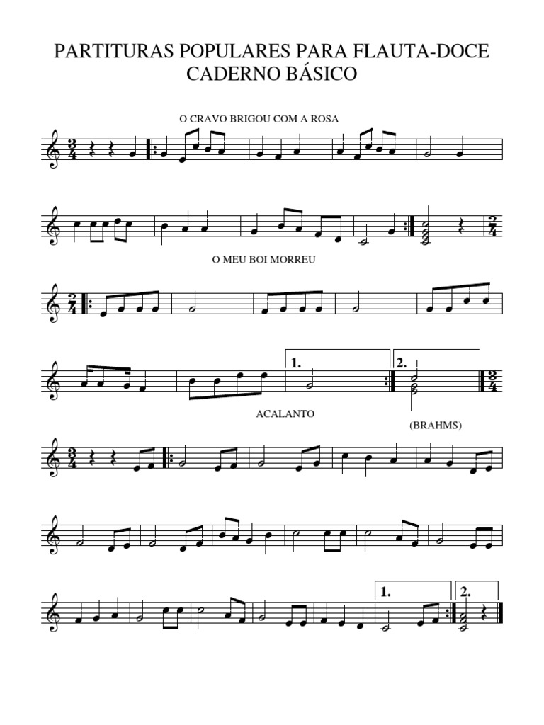 PARTITURAS POPULARES PARA FLAUTADOCECaderno Básico PDF