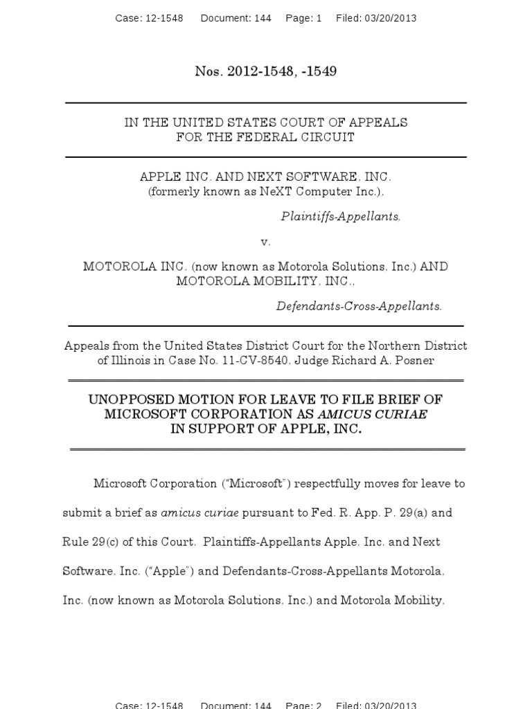 13-03-20 Microsoft Motion For Leave To File Amicus Brief in Support of ...