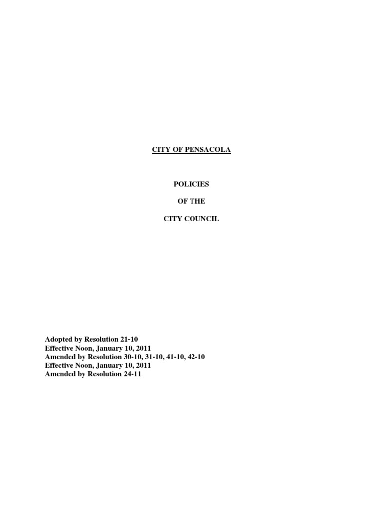 Pensacola City Council Policies Overview | PDF | Lease | Confidentiality