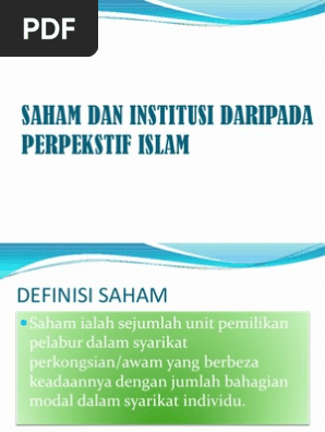 Saham Dan Institusi Daripada Perpekstif Islam Pdf