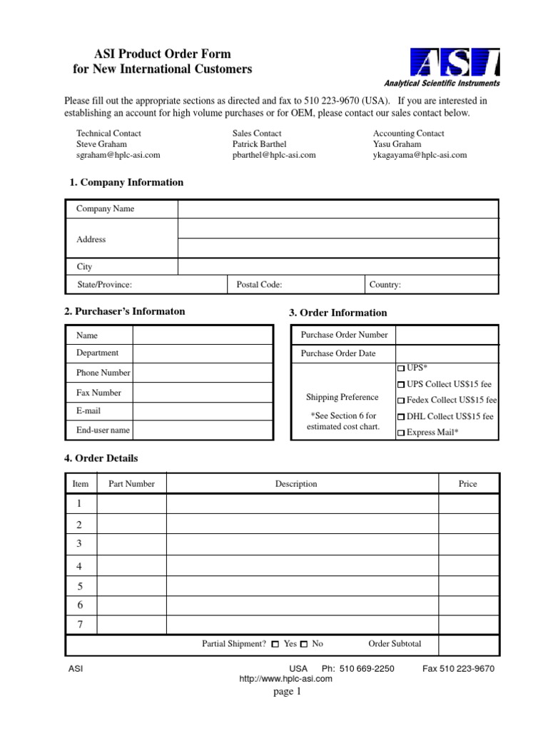 ASI Order Form for International Clients | PDF | Wire Transfer | Credit ...