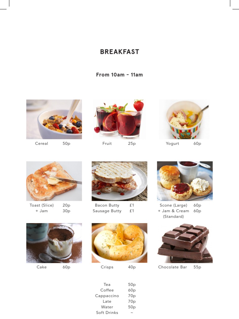 Breakfast & Lunch Menu Options | PDF | Lifestyle