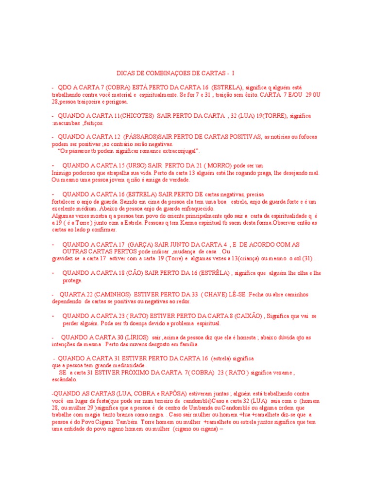 DICAS DE CONBINAÇOES DE CARTASPDF (1)  Mulher  Amor