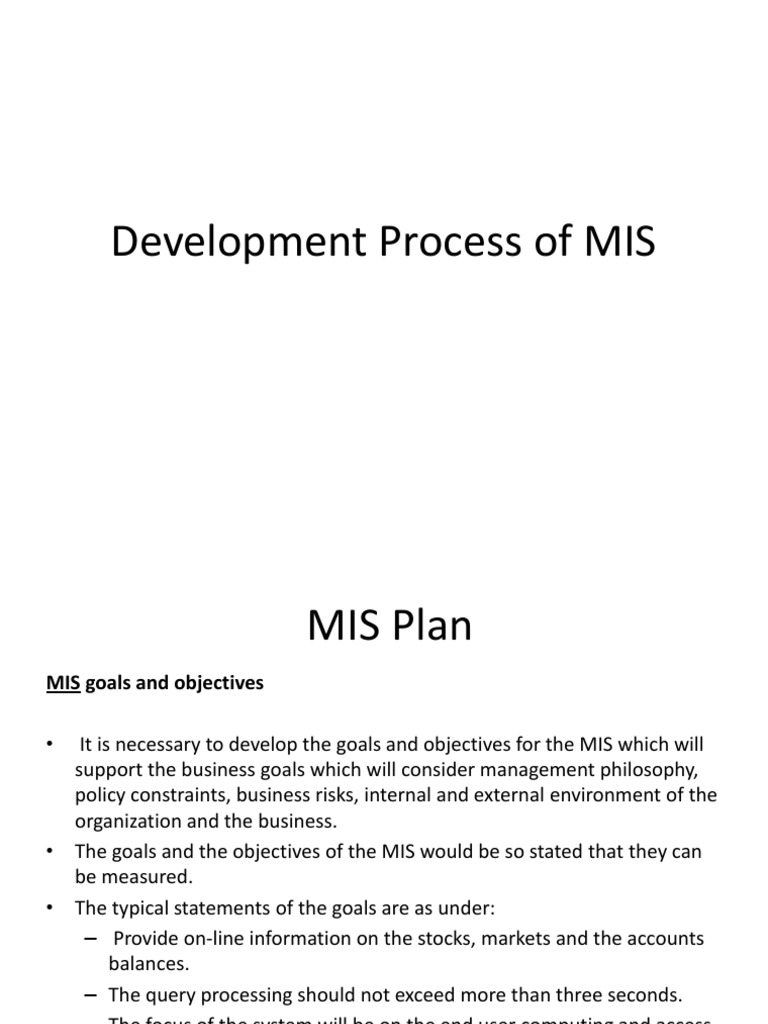 MIS Development Goals and Strategies | PDF | Management Information ...