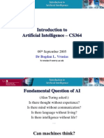 Introduction To Artificial Intelligence - CS364: 06 September 2005