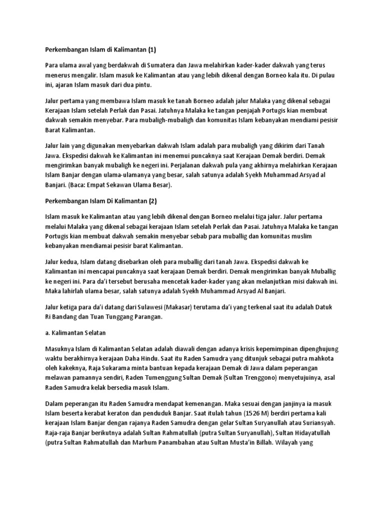 Perkembangan Islam Di Kalimantan Pdf