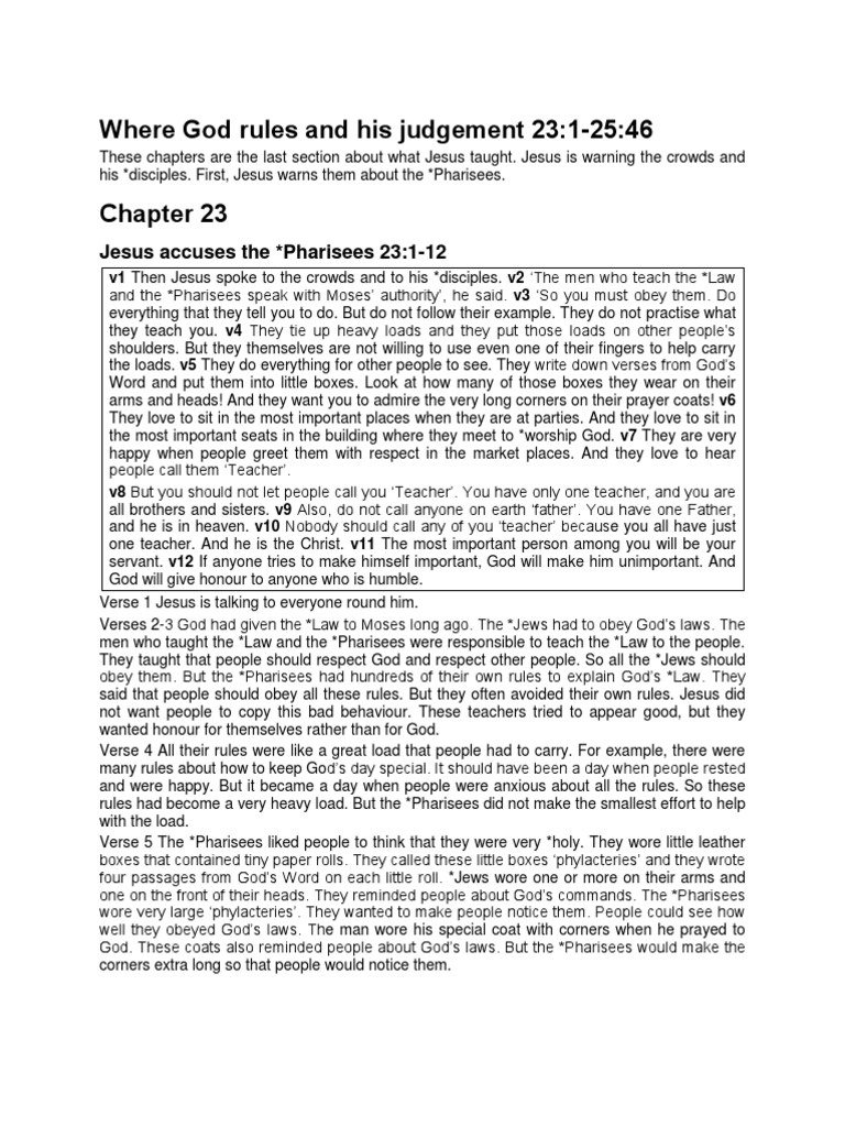 Matthew Chapter 23 | PDF | Gospel Of Matthew | Pharisees