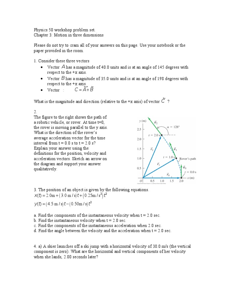 Physics 50: 3D Motion Problem Set | PDF | Acceleration | Rotation ...