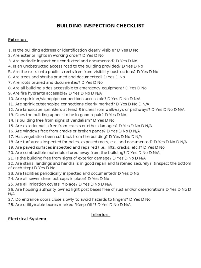 Building Inspection List | PDF | Fire Sprinkler System | Furnace