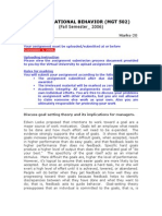 Organizational Behaviour - MGT502 Fall 2006 Assignment 03 Solution