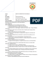 Mech 302 - Strength of Materials Syllabus