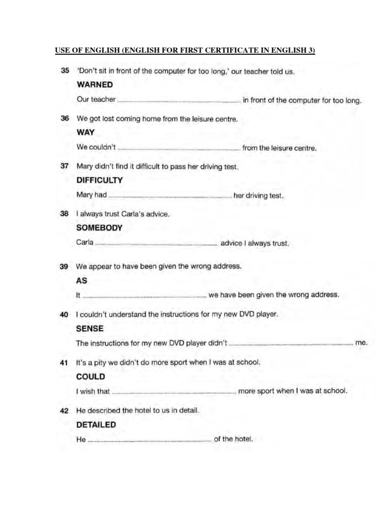 English for First Certificate Exam Guide | PDF