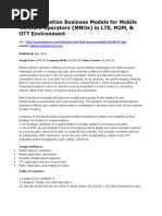 Next Generation Business Models for Mobile Network Operators in LTE, M2M, OTT Environment