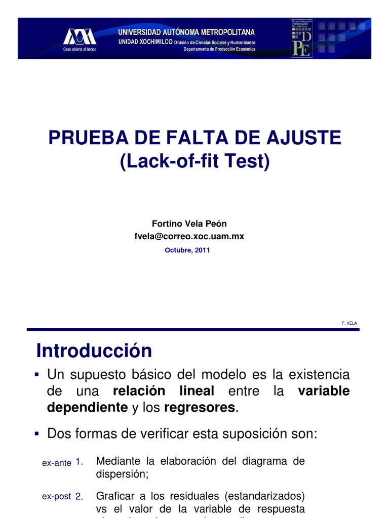 Prueba Falta De Ajuste Dispersion Estadistica Metodo Cientifico