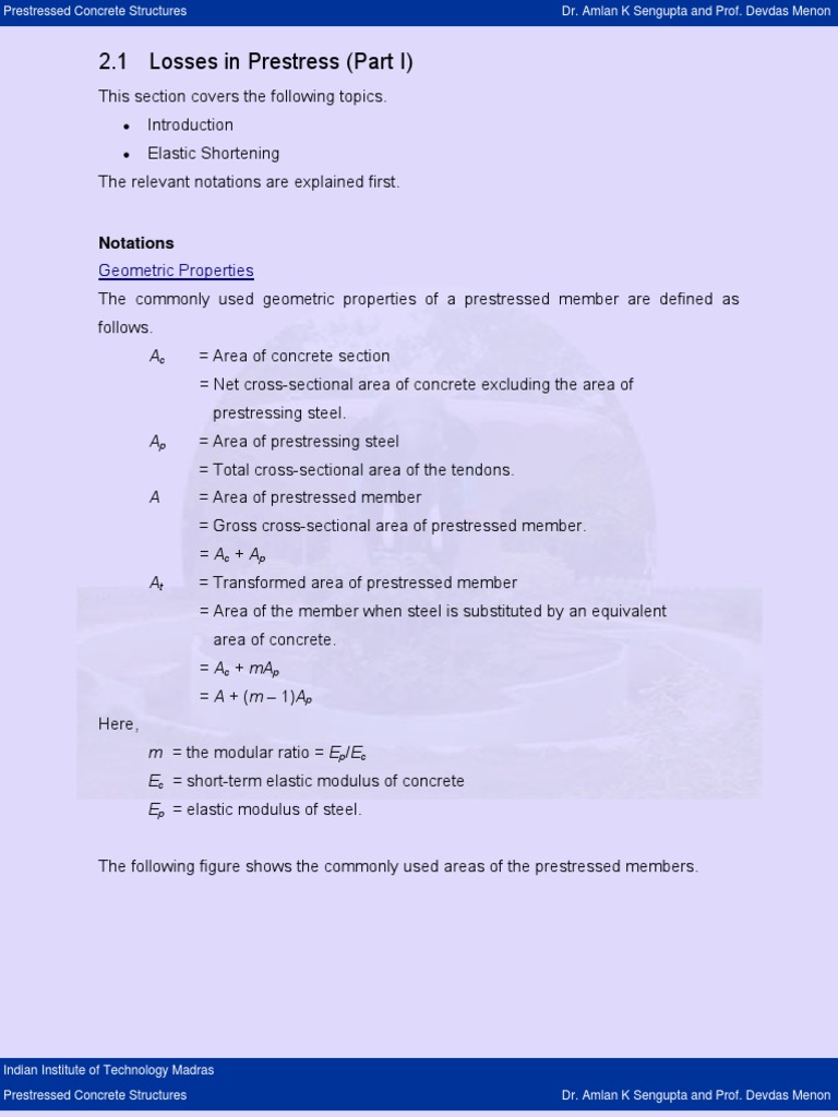 Losses in Prestressed Concrete | PDF