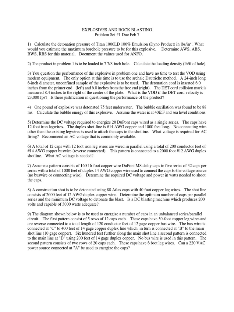 Blasting Homework Example Pdf Explosive Material Voltage