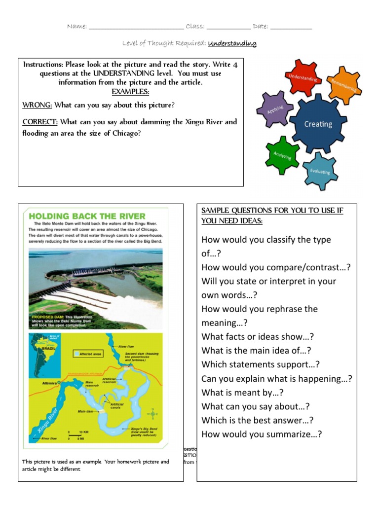 Understanding Level Questions Template | PDF
