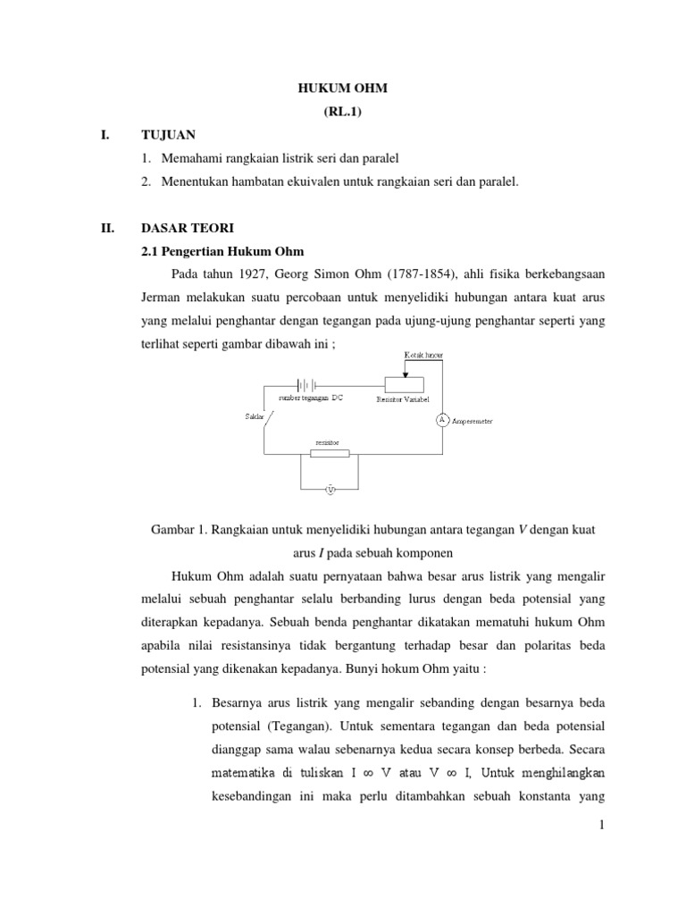 Laporan Fisika Dasar Hukum Ohm Seputar Laporan
