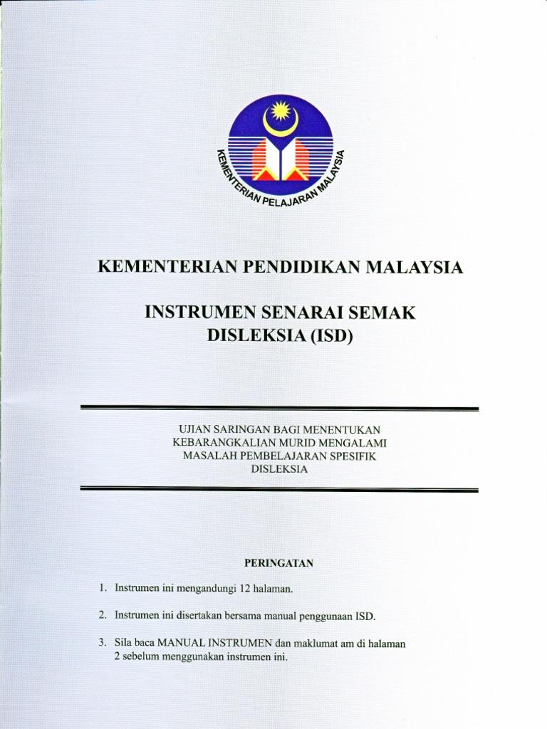 Instrumen Senarai Semak Disleksia (ISD) | PDF
