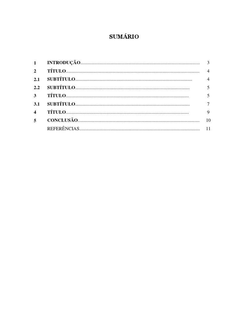Modelo de Sumário Pronto para Uso | PDF