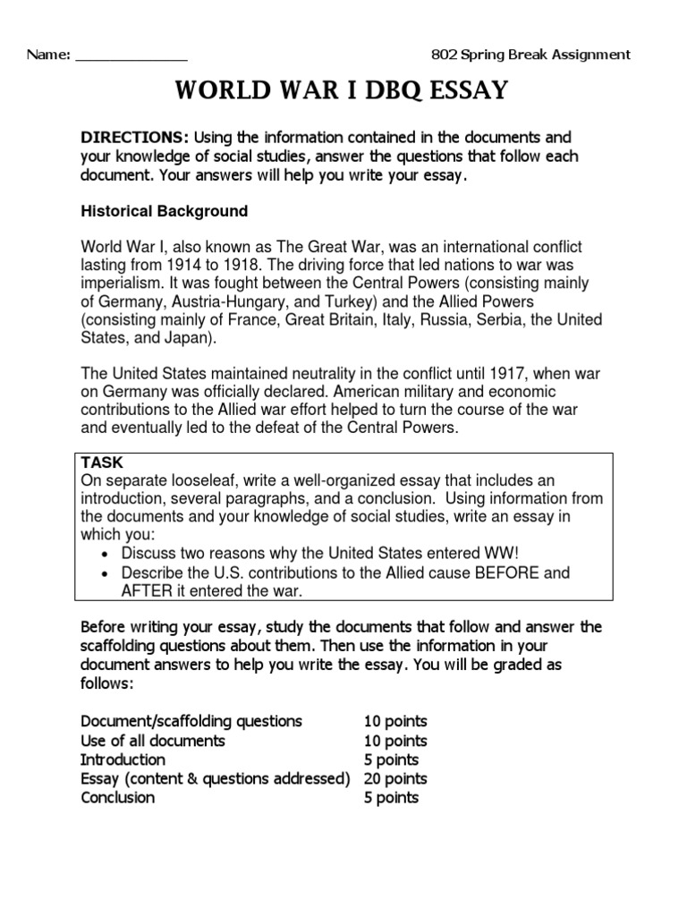 28 Wwi - DBQ  PDF  Allies Of World War I  World War I