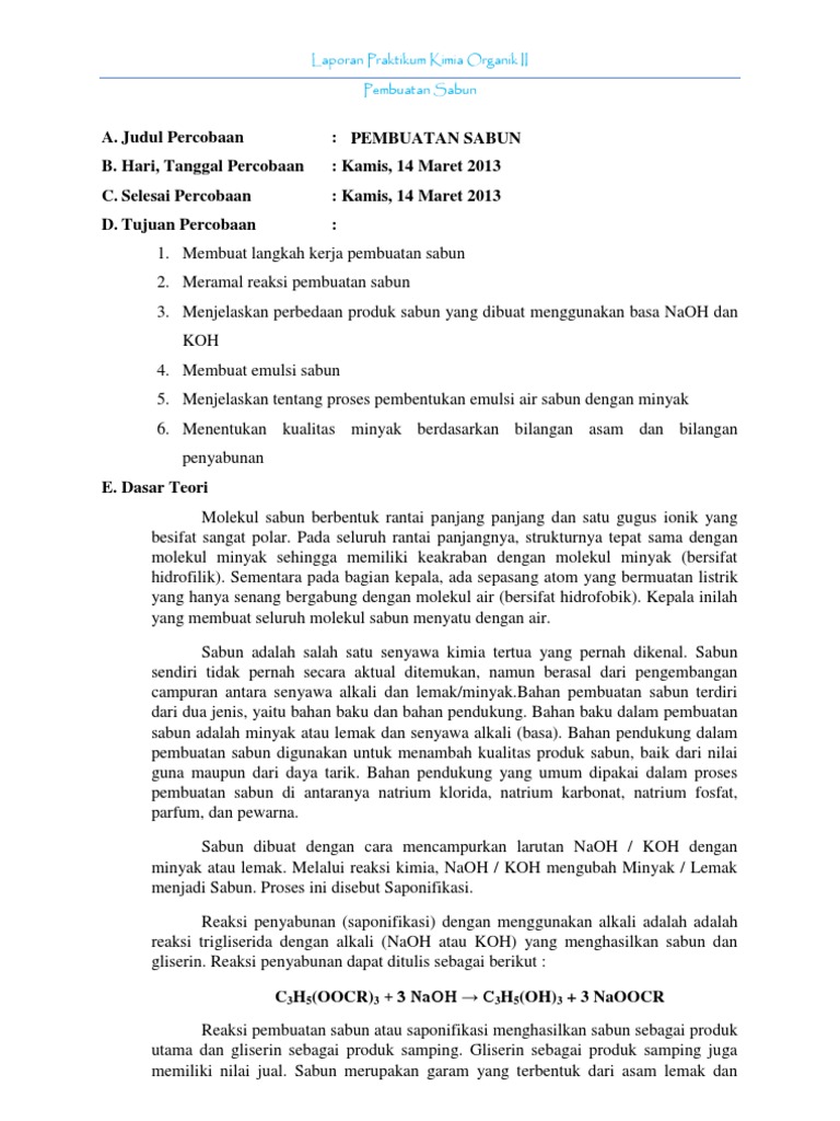Contoh Laporan Hasil Pengamatan Kimia Seputar Laporan