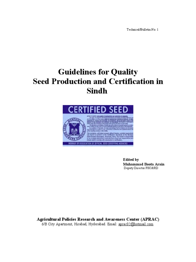 Seed Certification Guidelines for Sindh | PDF | Seed | Agriculture