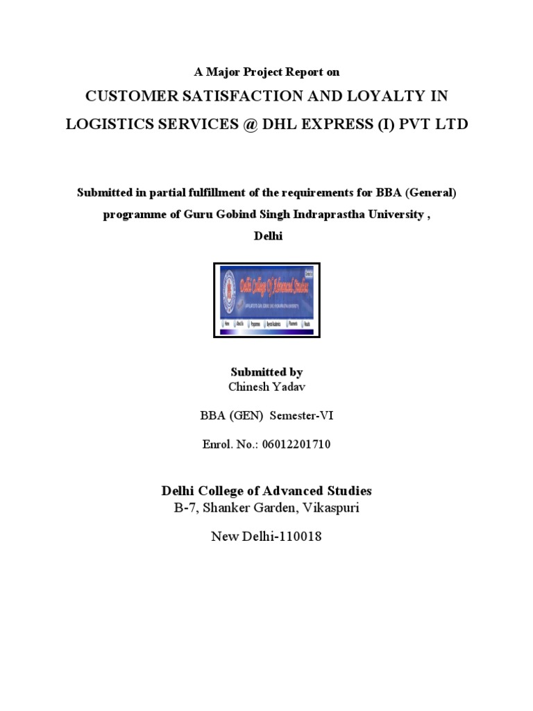 Customer Satisfaction Of DHL Fed Ex Business