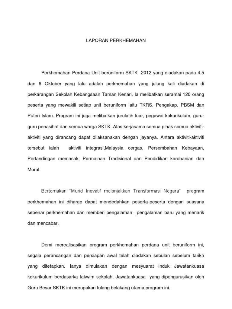 Laporan Perkhemahan Pdf