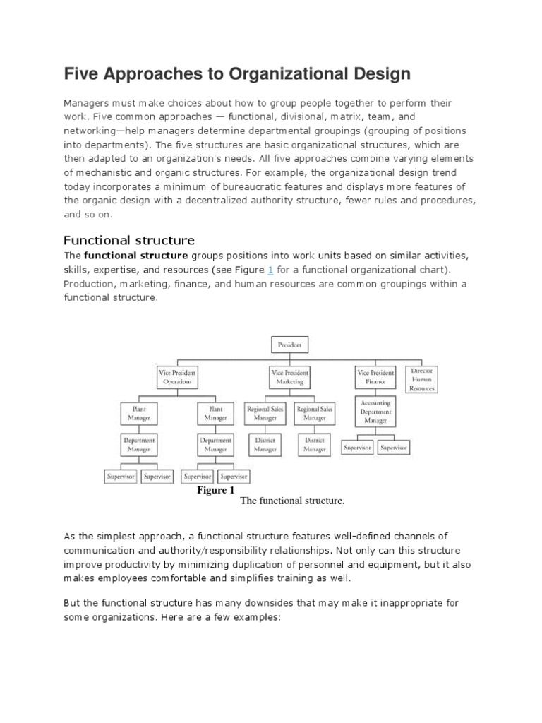 Five Organizational Design Approaches | PDF | Organizational Structure ...