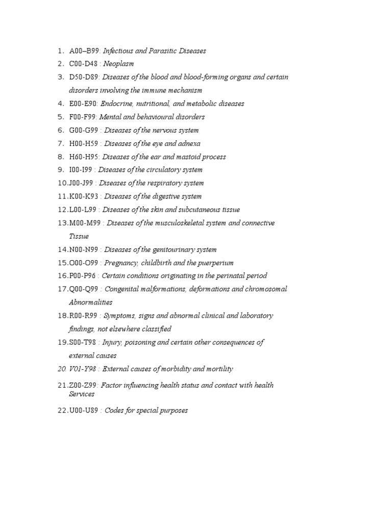 ICD-10 Code Classification Overview | PDF