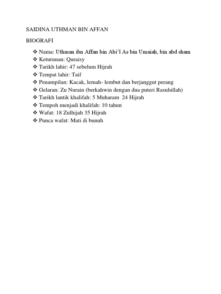 Saidina Uthman Bin Affan Pdf