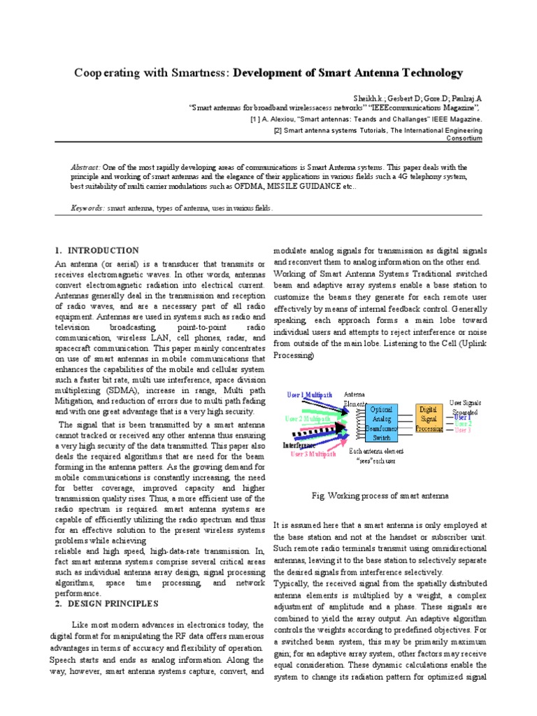 Smart Antenna Technology Overview | PDF | Duplex (Telecommunications ...