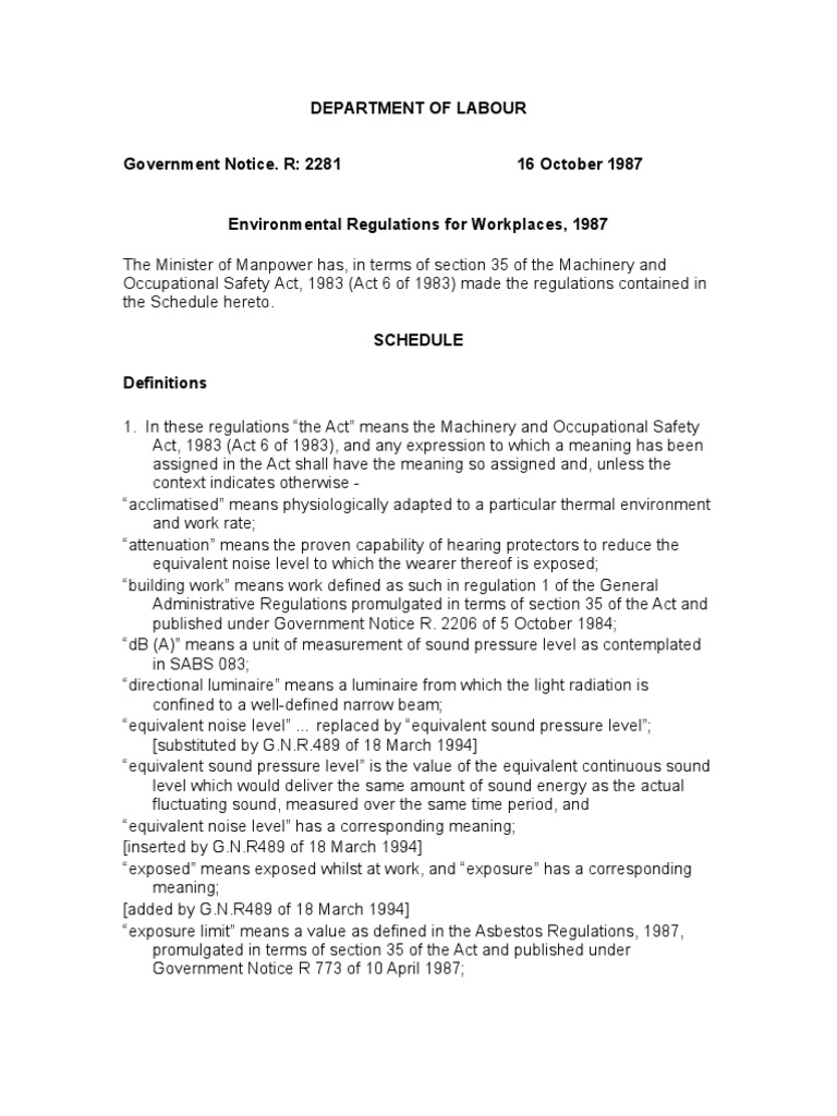 Regulation 2281 Environmental Regulation For Workplaces PDF