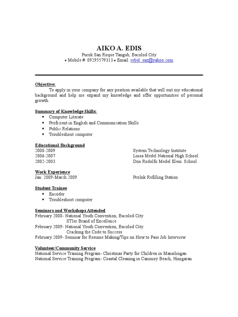 resume Sample Resume For Encoder application letter nso dswd letter