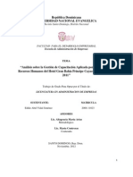 Análisis Sobre La Gestión de Capacitación Aplicado Por La Gerencia de Recursos Humanos Del Hotel Gran Bahia Principe Cayacoa, Período 2010-2011 PDF