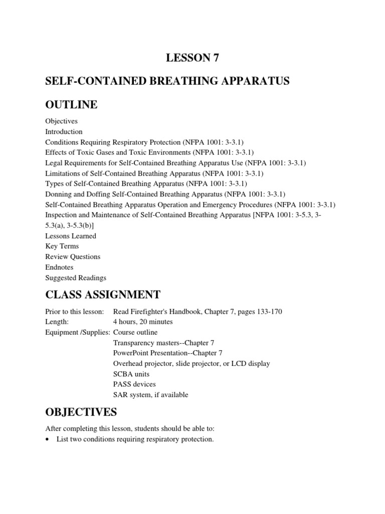 07 Self Contained Breathing Apparatus | PDF | Firefighter | Smoke