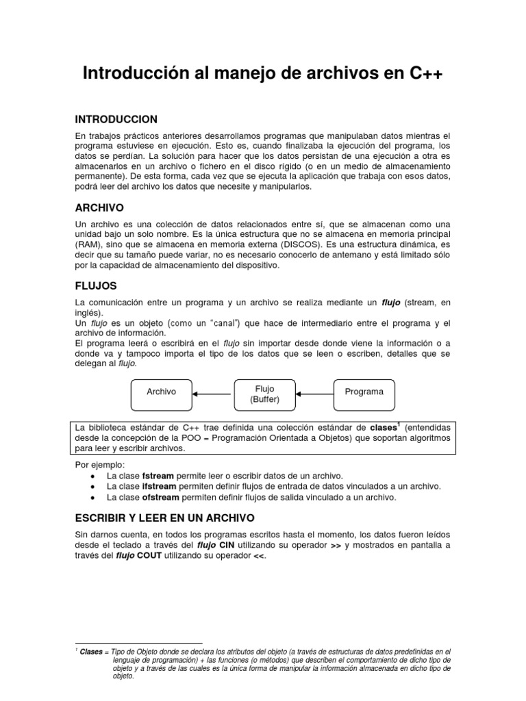 Manejo de Archivos en C++ | PDF | Archivo de computadora | Programa de ...