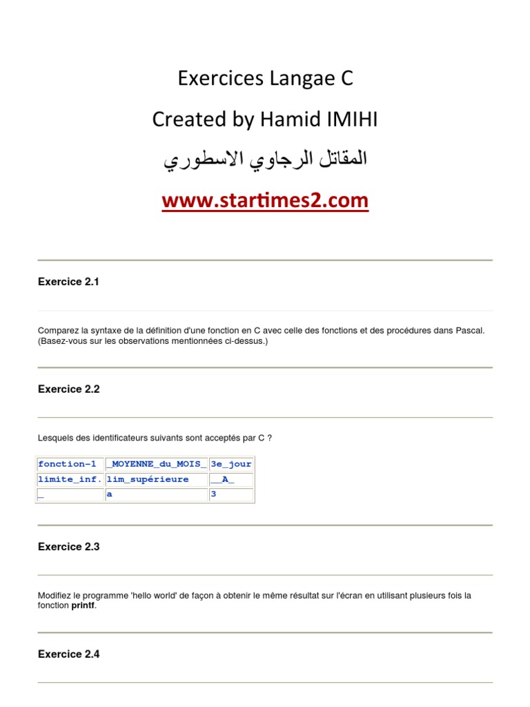 Exercices C/C++ Complets | PDF | Concepts mathématiques | Nombre