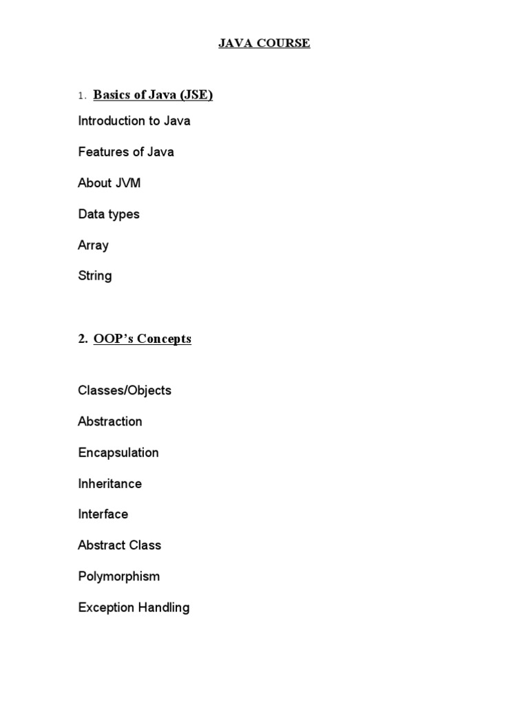 Comprehensive Java Programming Course | PDF