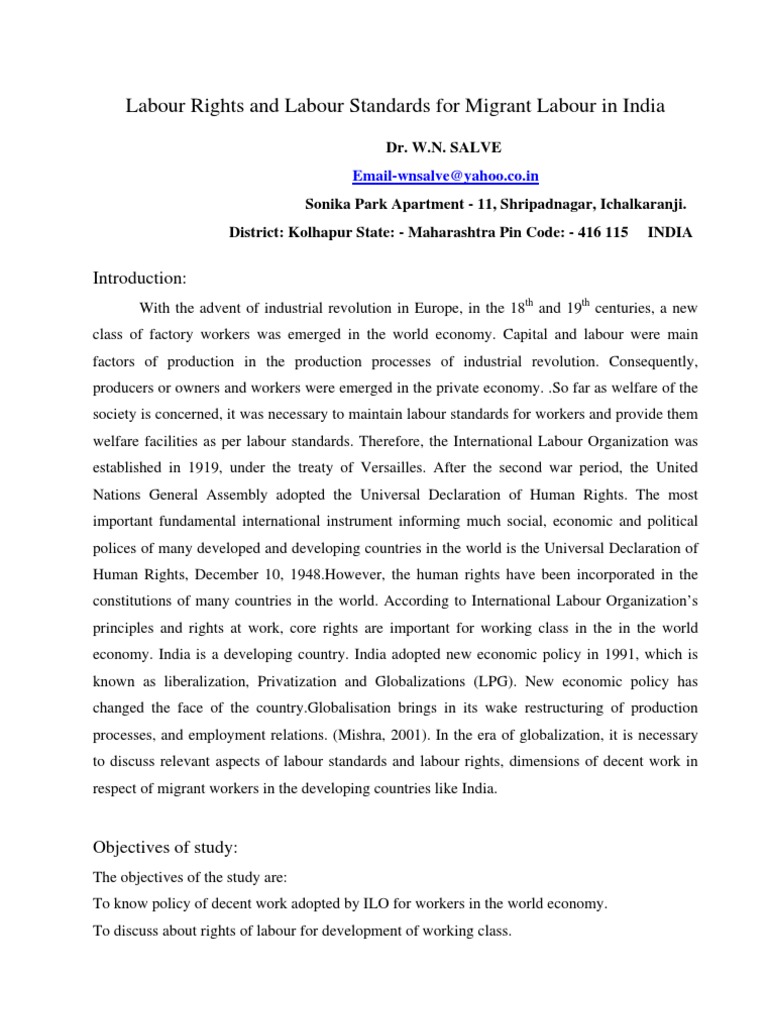 Migrant Labour Rights in India | PDF