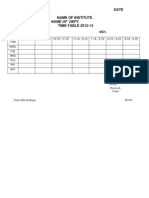 Time Table Blank Format