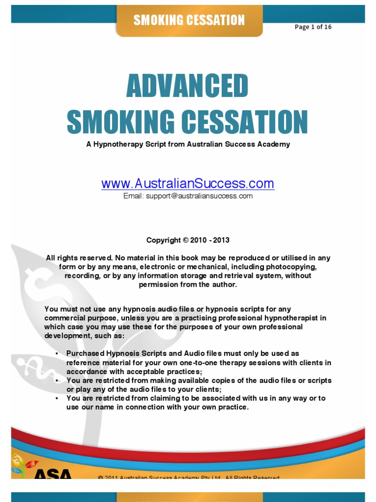 Advanced Smoking Cessation Hypnosis Script | PDF | Hypnotherapy ...