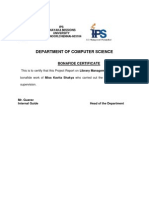 Department of Computer Science: Bonafide Certificate