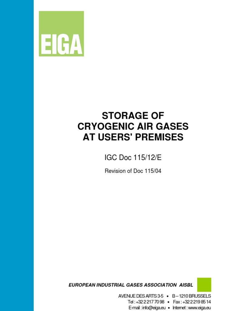 Storage of Cryogenic Air Gases at Users' Premises PDF Argon Oxygen