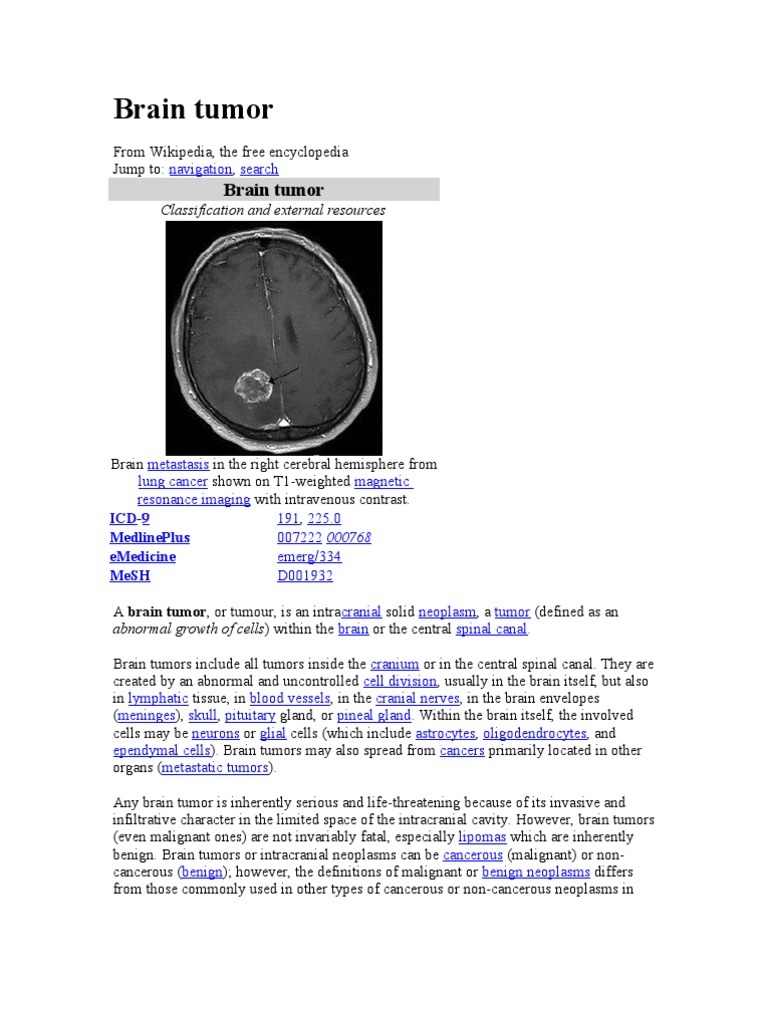 Brain Tumor | PDF | Brain Tumor | Radiation Therapy