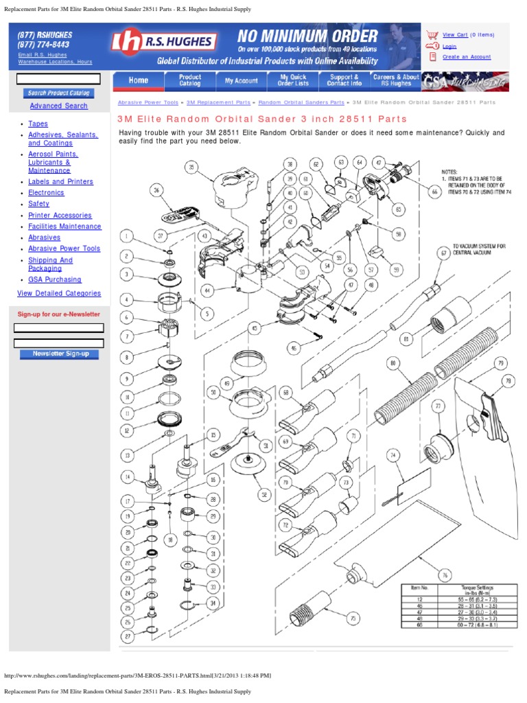 Replacement Parts For 3M Elite Random Orbital Sander 28511 Parts PDF