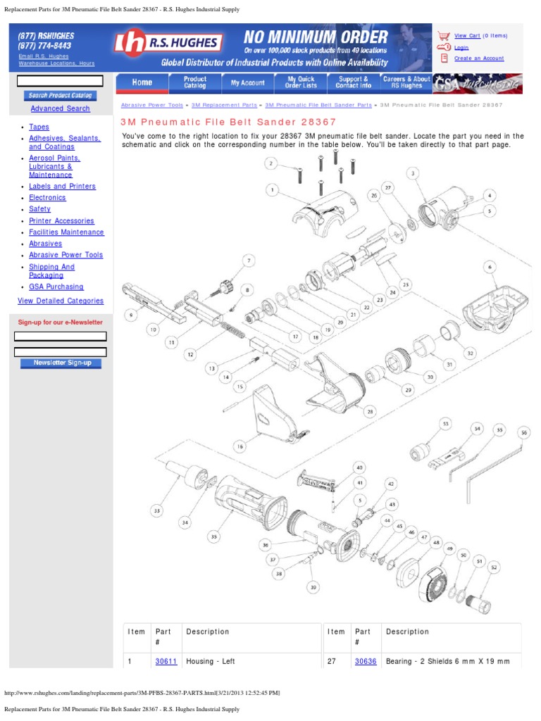 Replacement Parts For 3M Pneumatic File Belt Sander 28367 Parts | PDF ...